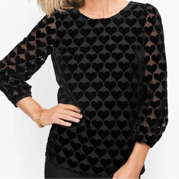 TALBOTS HEART VELVET BLOUSE TOP Size S Valentine’s Day - Picture 5 of 12